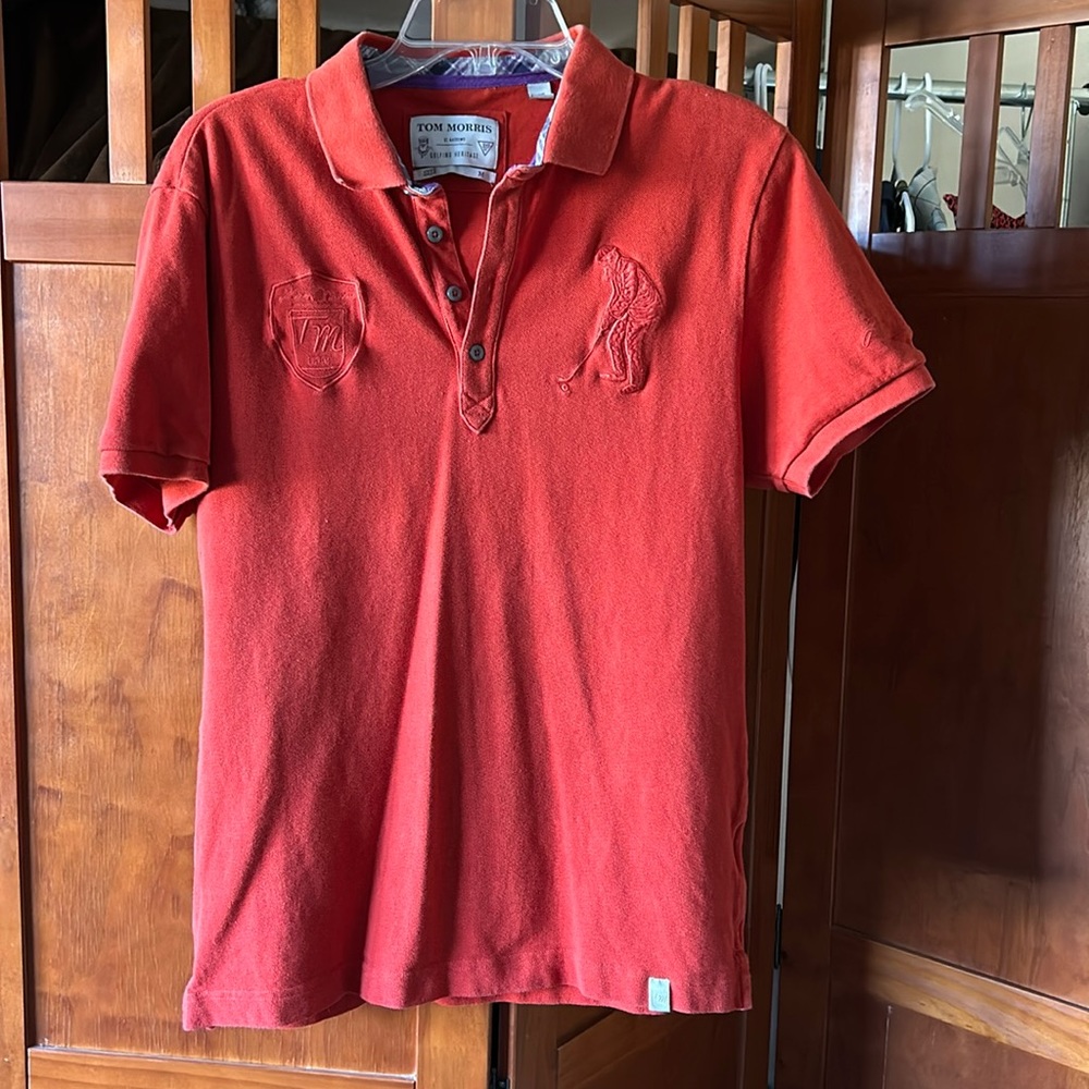 Vintage Tom Morris 💯% Cotton Embroidery Embellished Golf Polo Shirt